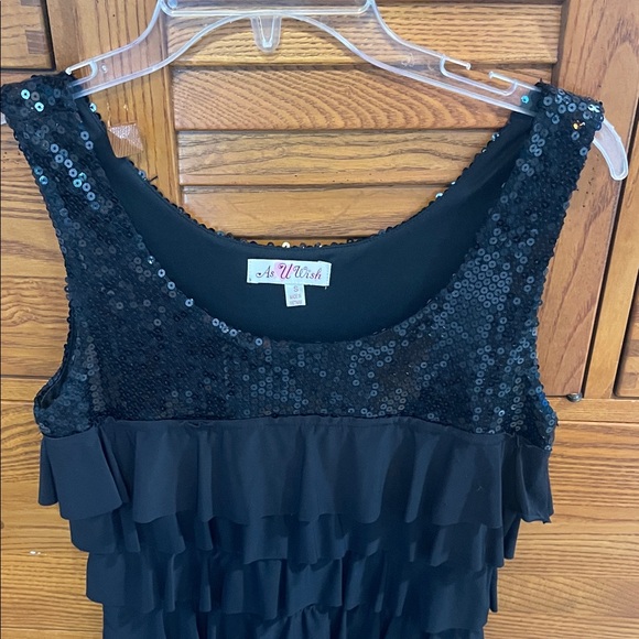 As U Wish Black Sequin Ruffle Dress - Picture 2 of 8